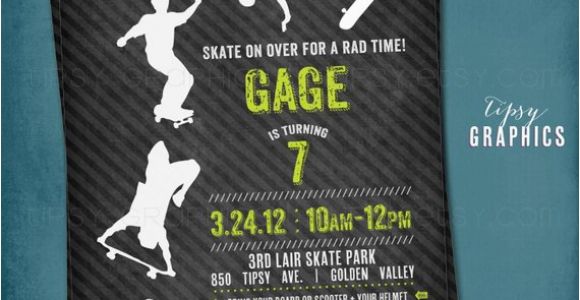 Skateboard Invitations Birthday Party Skateboard Scooter Birthday Party Invitation Cool Modern