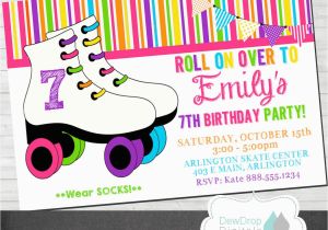 Skating Rink Birthday Invitations Roller Skating Skate Invitation Birthday Party Girl Printable