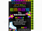 Skating Rink Birthday Party Invitations Neon Roller Skating Birthday Party Invitation