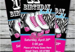 Skating Rink Birthday Party Invitations Roller Skating Zebra Print Birthday Party Invitation