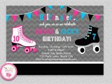Skating Rink Birthday Party Invitations Siblings Roller Skating Birthday Invitation by
