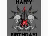 Skull Birthday Cards Grunge Guitar and Skull Happy Birthday Message Card