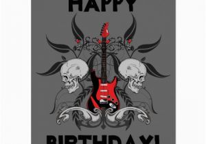 Skull Birthday Cards Grunge Guitar and Skull Happy Birthday Message Card