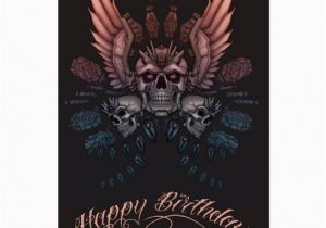 Skull Birthday Cards Mechanical Skull Birthday Greeting Card Zazzle