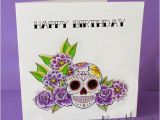 Skull Birthday Cards Purple Sugar Skull Birthday Card Tattoo by Raehenrydesigns