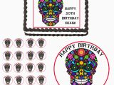Skull Birthday Decorations Mexican Skull Day Of Dead Edible Birthday Party Cake