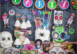 Skull Birthday Decorations Punk Sugar Skull Day Of the Dead Party Printable Decor Kit Dia