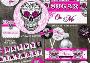 Skull Birthday Decorations Sugar Skull Birthday Party Decoration Package Cake toppers