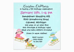 Sledding Birthday Party Invitations Custom Sledding Party Birthday Invitations Zazzle