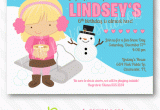 Sledding Birthday Party Invitations Sledding Girl Invitation Personalized Party Invitation