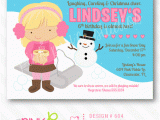 Sledding Birthday Party Invitations Sledding Girl Invitation Personalized Party Invitation