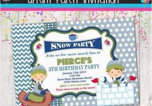 Sledding Birthday Party Invitations Winter Party Invitation Sledding Snow Invite Custom