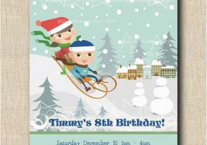 Sledding Birthday Party Invitations Winter Sledding Birthday Party 12 Printed by