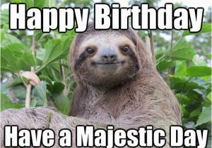 Sloth Happy Birthday Meme Happy Birthday Have A Majestic Day Stoned Sloth Quickmeme