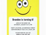 Smiley Face Birthday Invitations Funny Cartoon Yellow Smiley Face Birthday Invite Zazzle