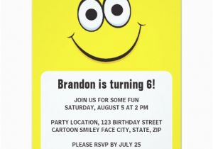 Smiley Face Birthday Invitations Funny Cartoon Yellow Smiley Face Birthday Invite Zazzle
