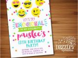 Smiley Face Birthday Invitations Printable Tween Emoji Birthday Invitation Teen Girl or