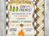 Smores Birthday Party Invitations Boy Camping Smores Birthday Invite Bonfire by