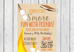 Smores Birthday Party Invitations S 39 Mores Birthday Invitation Digital File by Emmasuebowtique