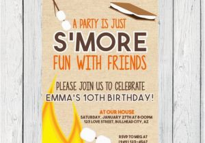 Smores Birthday Party Invitations S 39 Mores Birthday Invitation Digital File