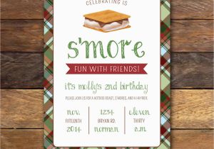 Smores Birthday Party Invitations S 39 Mores Party Birthday Invitation Plaid by Modernwhimsydesign
