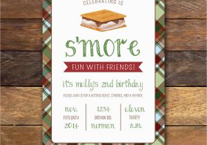 Smores Birthday Party Invitations S 39 Mores Party Birthday Invitation Plaid by Modernwhimsydesign