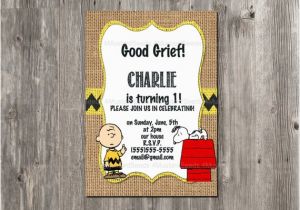 Snoopy Birthday Invitations Charlie Brown Birthday Invitation Snoopy Rustic Burlap