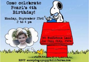Snoopy Birthday Invitations Snoopy Birthday Invitation Personalized Snoopy Invite