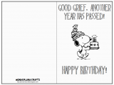 Snoopy Printable Birthday Cards Wonderland Crafts Template