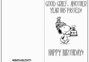 Snoopy Printable Birthday Cards Wonderland Crafts Template