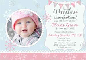 Snowflake 1st Birthday Invitations Winter Onederland Winter First Birthday Invitation