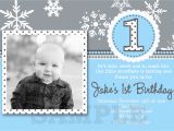 Snowflake 1st Birthday Invitations Winter Snowflake Photo Birthday Invitations 1st Birthday