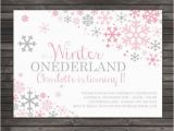 Snowflake Birthday Invitations Printable Winter Onederland Invitation Printable Pink Gray Winter