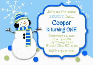 Snowman Birthday Invitations Printable 1st Birthday Invitations Boy Winter Birthday