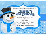 Snowman Birthday Invitations Snowman Winter Birthday Party Invitations Blue Crafty
