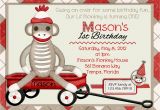 Sock Monkey Birthday Party Invitations sock Monkey Birthday Invitation Printable and Custom