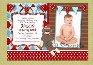 Sock Monkey Birthday Party Invitations sock Monkey Birthday Invitations Ideas Bagvania