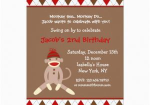 Sock Monkey Birthday Party Invitations sock Monkey Birthday Party Invitations Zazzle