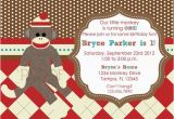 Sock Monkey Birthday Party Invitations sock Monkey Custom Birthday Invitations by Customparty4u