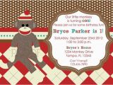 Sock Monkey Birthday Party Invitations sock Monkey Custom Birthday Invitations by Customparty4u