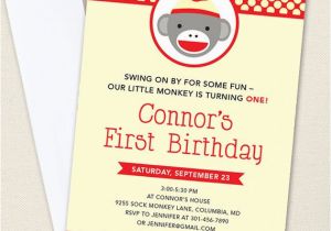 Sock Monkey Birthday Party Invitations sock Monkey Party Invitations Professionally Printed or