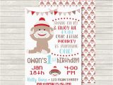 Sock Monkey First Birthday Invitations 1st Birthday Invitation sock Monkey Invitation by Mkellydesign