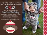 Sock Monkey First Birthday Invitations Eat Drink Pretty Real Party A sock Monkey First Birthday