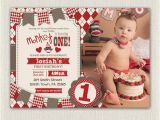 Sock Monkey First Birthday Invitations First Birthday Invitation sock Monkey Invite Boys Red