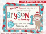 Sock Monkey First Birthday Invitations sock Monkey Birthday 1st Birthday Monkey Invitation Twins