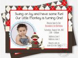 Sock Monkey First Birthday Invitations sock Monkey Birthday Invitation Boy Birthday Invitation