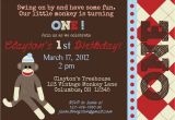 Sock Monkey First Birthday Invitations sock Monkey Birthday Invitations