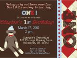 Sock Monkey First Birthday Invitations sock Monkey Birthday Invitations