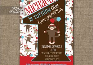 Sock Monkey Invitations 1st Birthday 1st Birthday Invitation sock Monkey Birthday Invitation