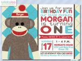 Sock Monkey Invitations 1st Birthday sock Monkey 1st Birthday Invitations Cimvitation